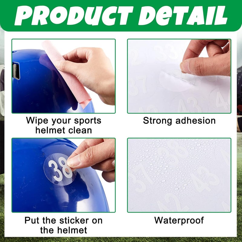 Teling White 400 Pcs Sports Helmet Numbers Sticker 1.5 Inches Football Helmet Decals Vinyl Hockey Numbers Decals Self Adhesive Softball Number Stickers for Hockey Baseball Batting Lacrosse - Image 5